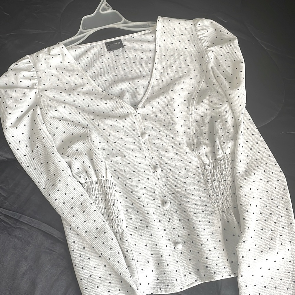 Free Press Black polka dot blouse Size S